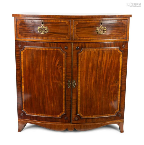 A George III Satinwood Inlaid Mahogany Low Linen Press