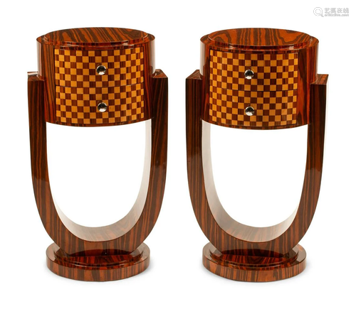 A Pair of Art Deco Style Side Tables Height 30 x width