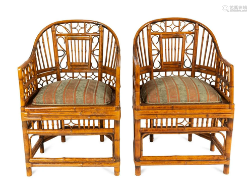 A Pair of Brighton Pavillion Style Bamboo Armchairs