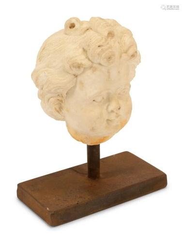 An Italian Carved Marble Head of a Youth Height overall