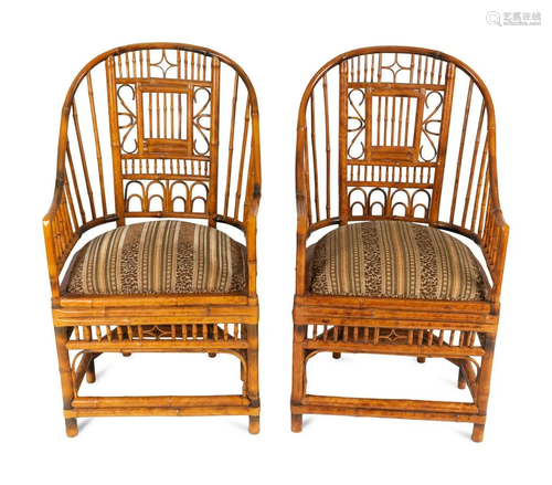 A Pair of Brighton Pavillion Style Bamboo Armchairs