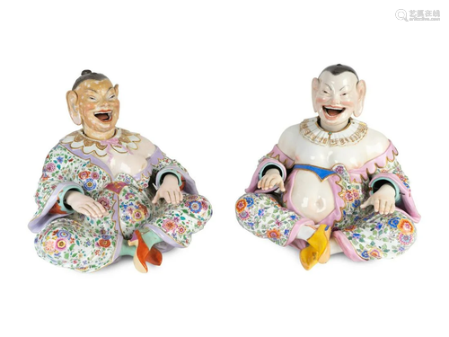 A Pair of Large Meissen Porcelain Nodding Pagoda