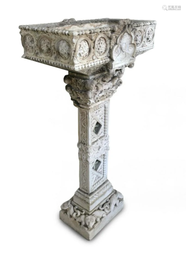 An Italian Gothic Style Metal Mounted Baptismal Font