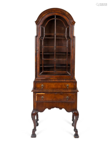 A William & Mary Style Walnut Veneer Secretary Bookcase