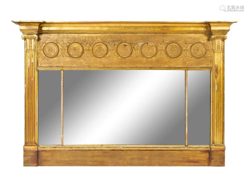 A Neoclassical Giltwood Mirror Height 34 x width 50