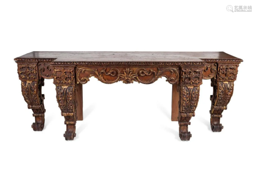 A George II Style Carved Mahogany and Parcel-Gilt