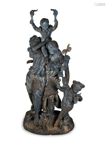 A Large French Bronze Figural Sculpture, After Clodion