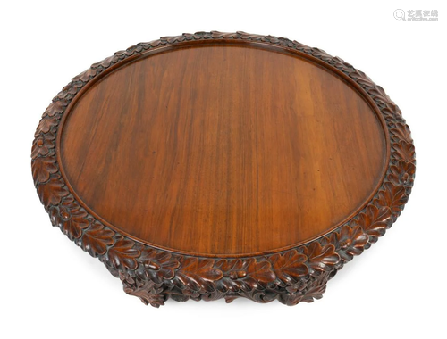 A Georgian Carved Mahogany Lazy Susan Height 4 3/4 x