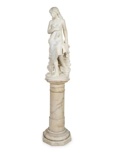 A Continental Marble Figure of a Female Bather on