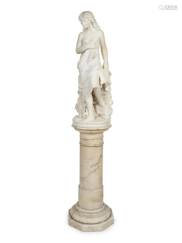 A Continental Marble Figure of a Female Bather on