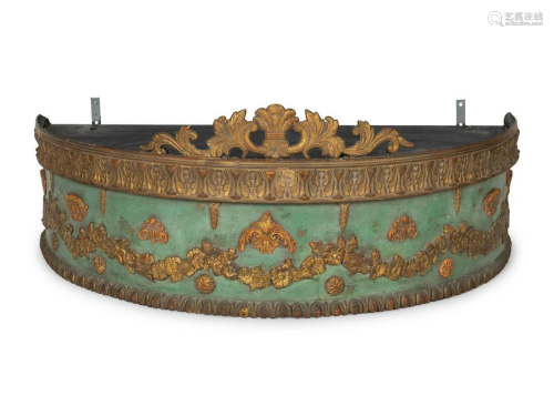 A Louis XVI Style Parcel Gilt, Painted and Carved Wood