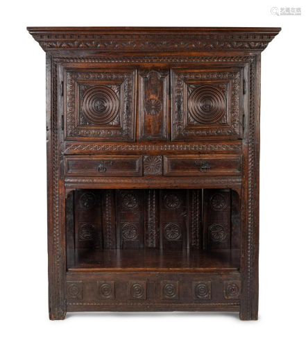 A Gothic Style Oak Court Cupboard Height 79 x width 65