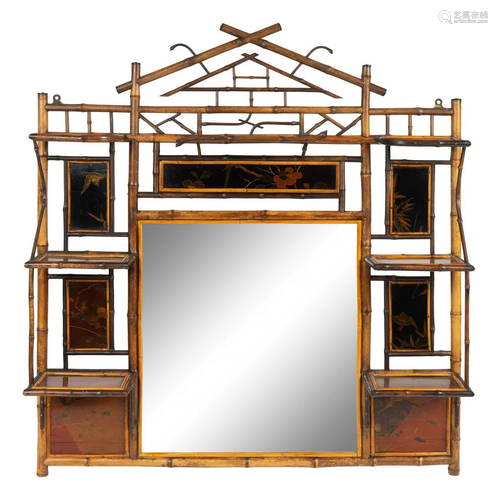 A Victorian Aesthetic Bamboo Display Mirror Height 45