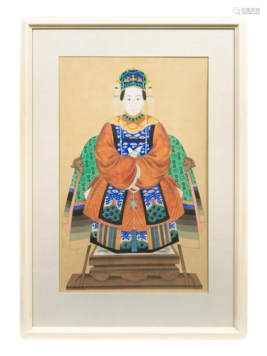 A Pair of Chinese Portraits of a Court Lady and