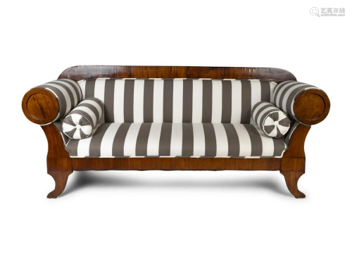 A Biedermeier Style Walnut Sofa Height 39 x width 90 x