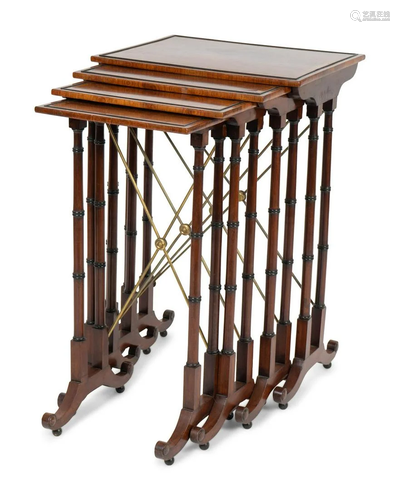 A Regency Cross-banded Rosewood Nest of Four Tables