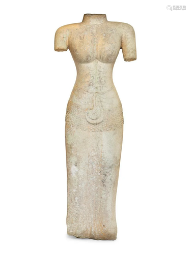 A Khmer Style Stone Torso of a Deity Height 51 1/2 x