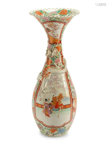 A Large Japanese Porcelain Vase Height 36 inches.