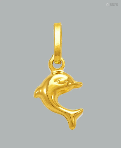 14K YELLOW GOLD DOLPHIN CHARM PENDANT POLISHED SMALL