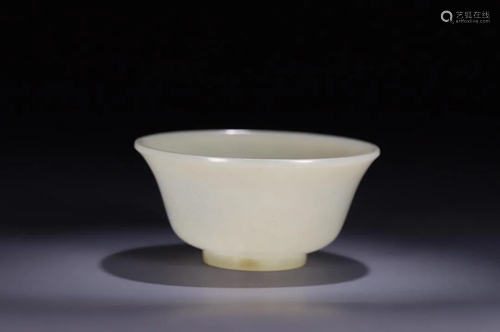 A Carved White Jade Bowl