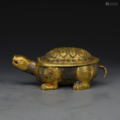 A Silver Gilt Turtle Shaped Censer