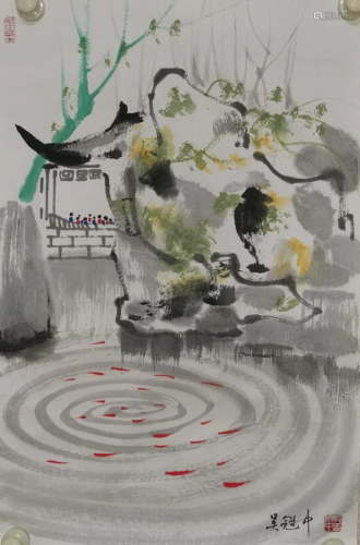 A Chinese Painting By Wu Guanzhong on Paper Ablum