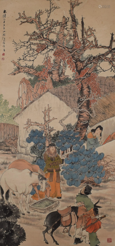 A Chinese Scroll Painting By Ren Bonian