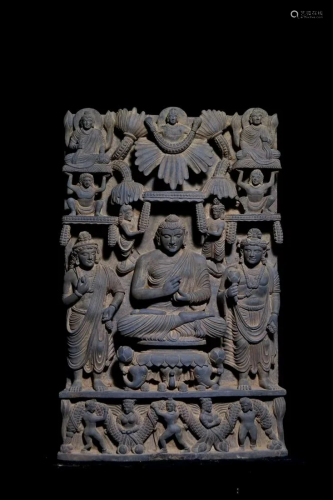 Carved Schist Buddhism Scenery