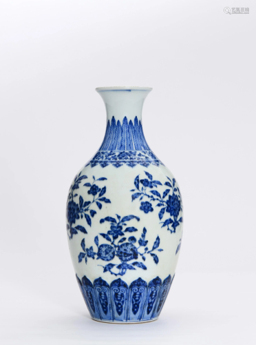 A Blue and White Vase Qing Style