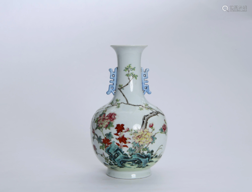 A Famille Rose Longevity Vase Daoguang Style