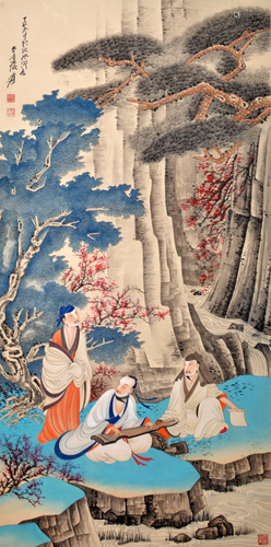 A Chinese Scroll Painting By Zhang Daqian