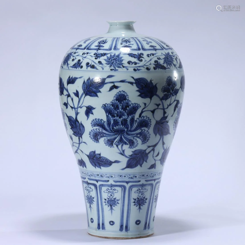 A Blue and White Peony Scrolls Meiping Yuan Style