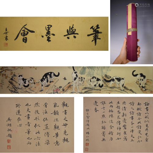 A Chinese Hand Scroll Painting By Xu Beihong