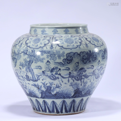 A Blue and White Figural Jar Ming Style