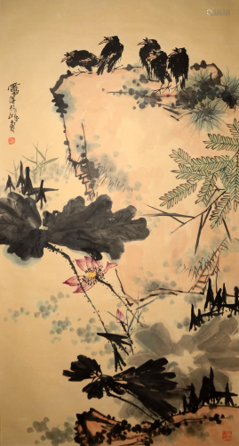 A Chinese Scroll Painting By Pan Tianshou