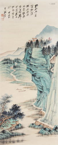 A Chinese Scroll Painting By Zhang Daqian