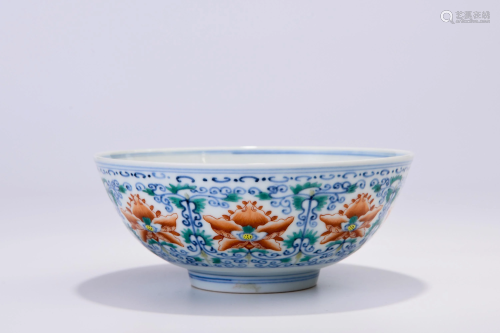 A Doucai Floral Scrolls Bowl Qing Style