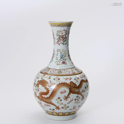 A Famille Rose Decorative Vase Guangxu Style