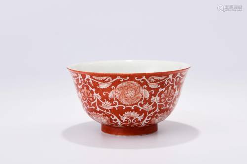 An Iron Red Reserve Decorated Bowl Qing Style