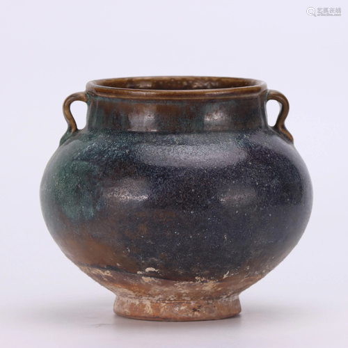 Flambe Glazed Jar Yuan Style