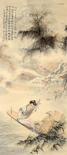 A Chinese Scroll Painting By Cai Heding