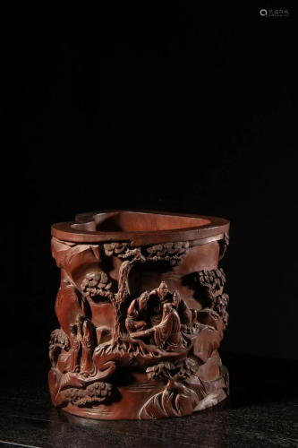A Carved Huangyang Wooden Brushpot
