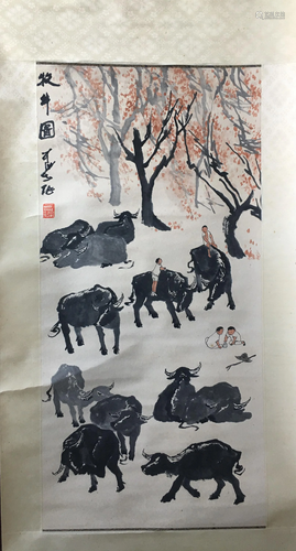 A Chinese Scroll Painting By Li Keran