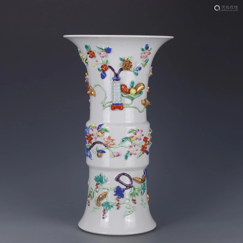 A Famille Rose Beaker Vase Qing Style
