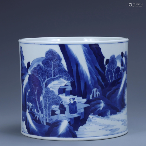 A Blue and White Landscape Qing Style