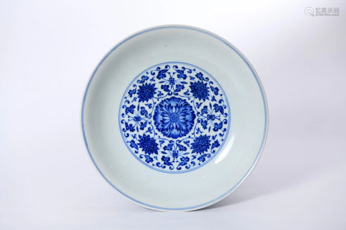A Blue and White Floral Saucer Yongzheng Style