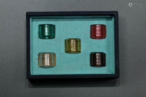 A Set of Five Peking Glass Rings