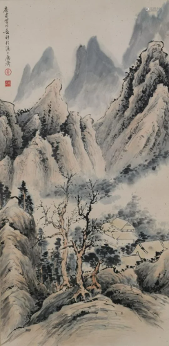 A Chinese Scroll Painting By Huang Huanwu