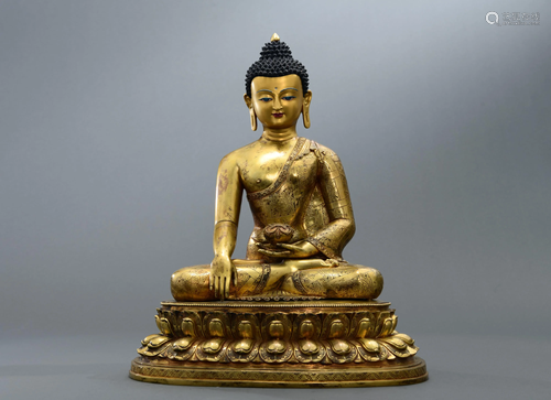 A Gilt-bronze Seated Shakyamuni