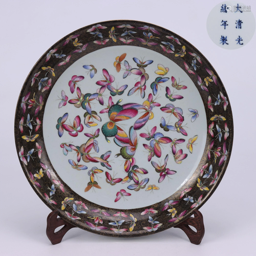 A Famille Rose Butterflies Plate Guangxu Style